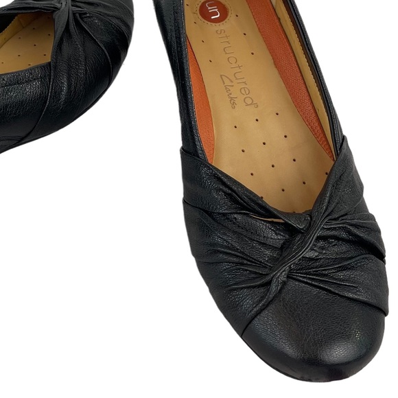 NWOT Black Size 8 Clarks Unstructured Leather Comfort Wedge Heel - Picture 2 of 13